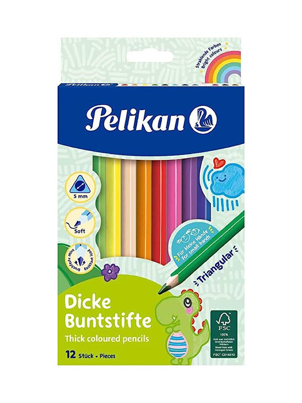 Kuru Boya Üçgen Jumbo Tam Boy 12 Renk 1 Paket Jumbo Kuru Boya Kalemi 12 Li Üçgen Kolay Kullanım Canl