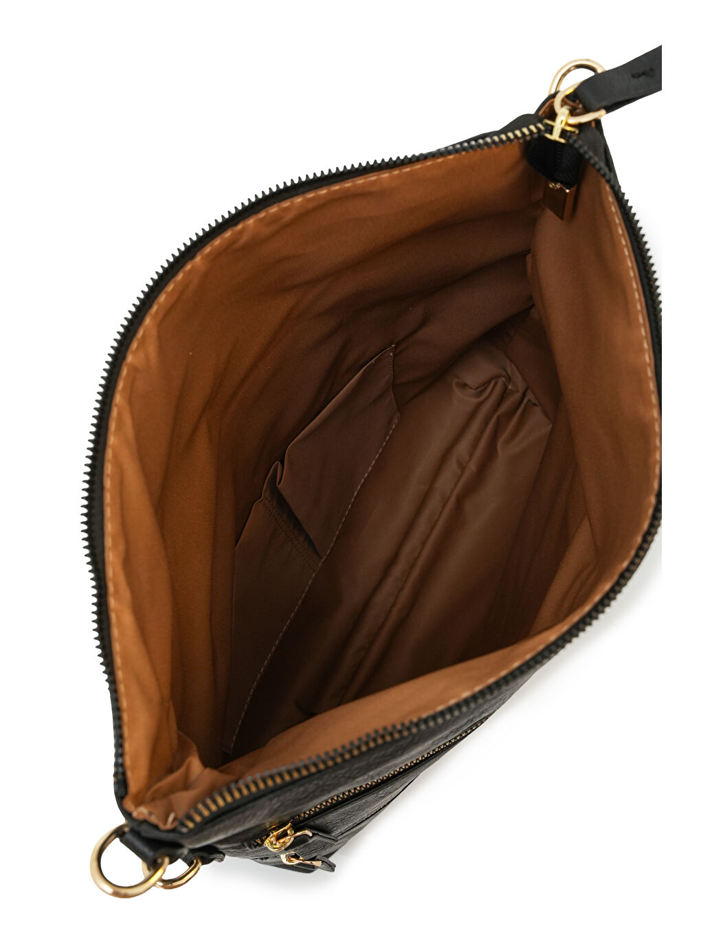 Siyah Kapaklı Fermuar Detaylı Çapraz Askılı Çanta DJ260-6