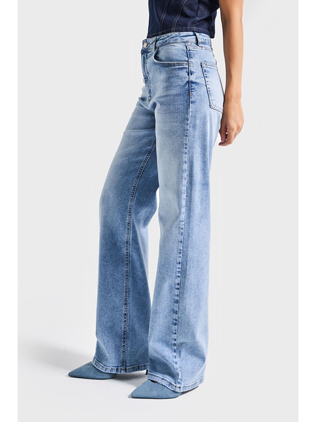 Mavi Kadın Jean Rengi 4s5-27 Straight Fit Elastanlı Esnek Kumaş İç Boy 83 Cm Yüksek Bel Denim Jean-1