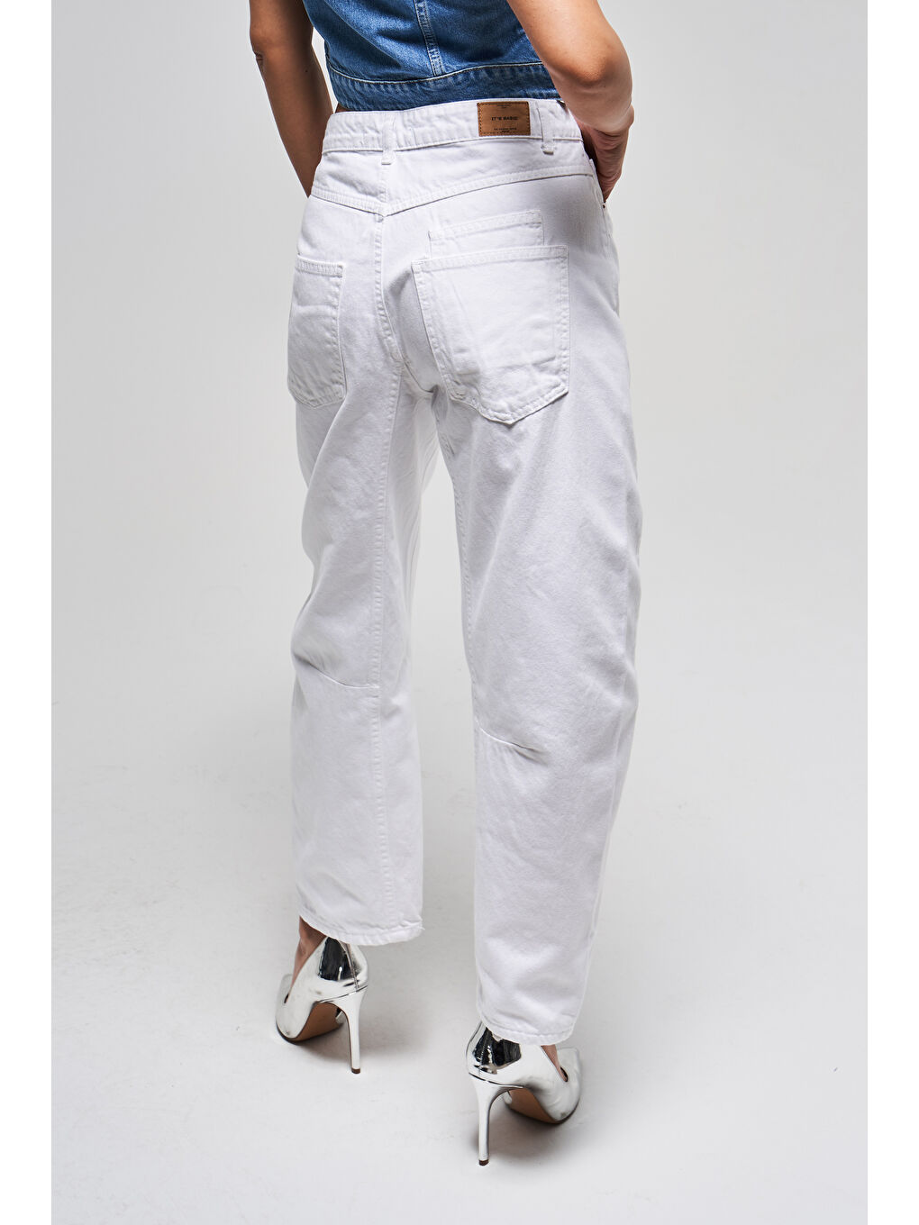 Kadın Beyaz Renk 5s5-2 Moxıe Low Fit Bol Kesim %100 Pamuk Orta Bel Denim Jean-2