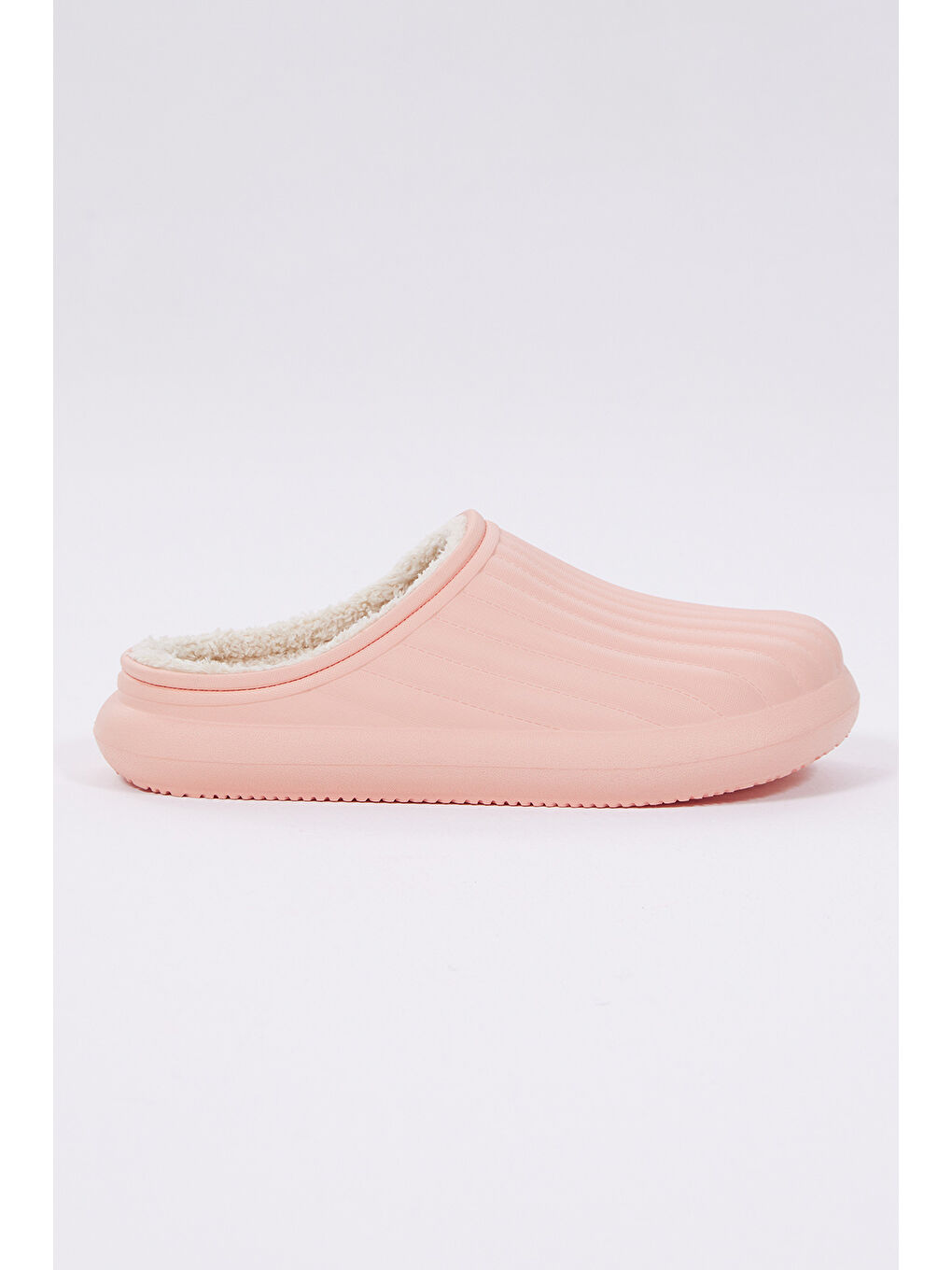 Pembe Kadın Pudra Rahat Kalıp Önü Kapalı İçi Yünlü Kışlık Eva Ev Terliği-2