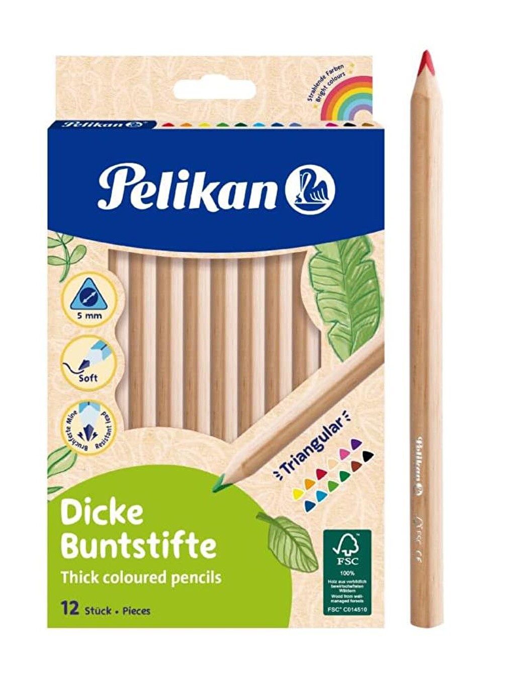 Kuru Boya Jumbo 12 Renk Tam Boy 1 Paket Naturel Jumbo Kuru Boya Kalemi 12'li Üçgen Kolay Kullanım Ca
