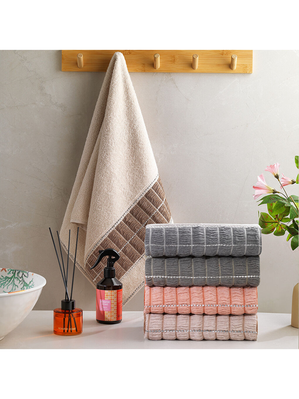 Ekru Home Polina Armürlü Havlu 70x140 Cm - Krem