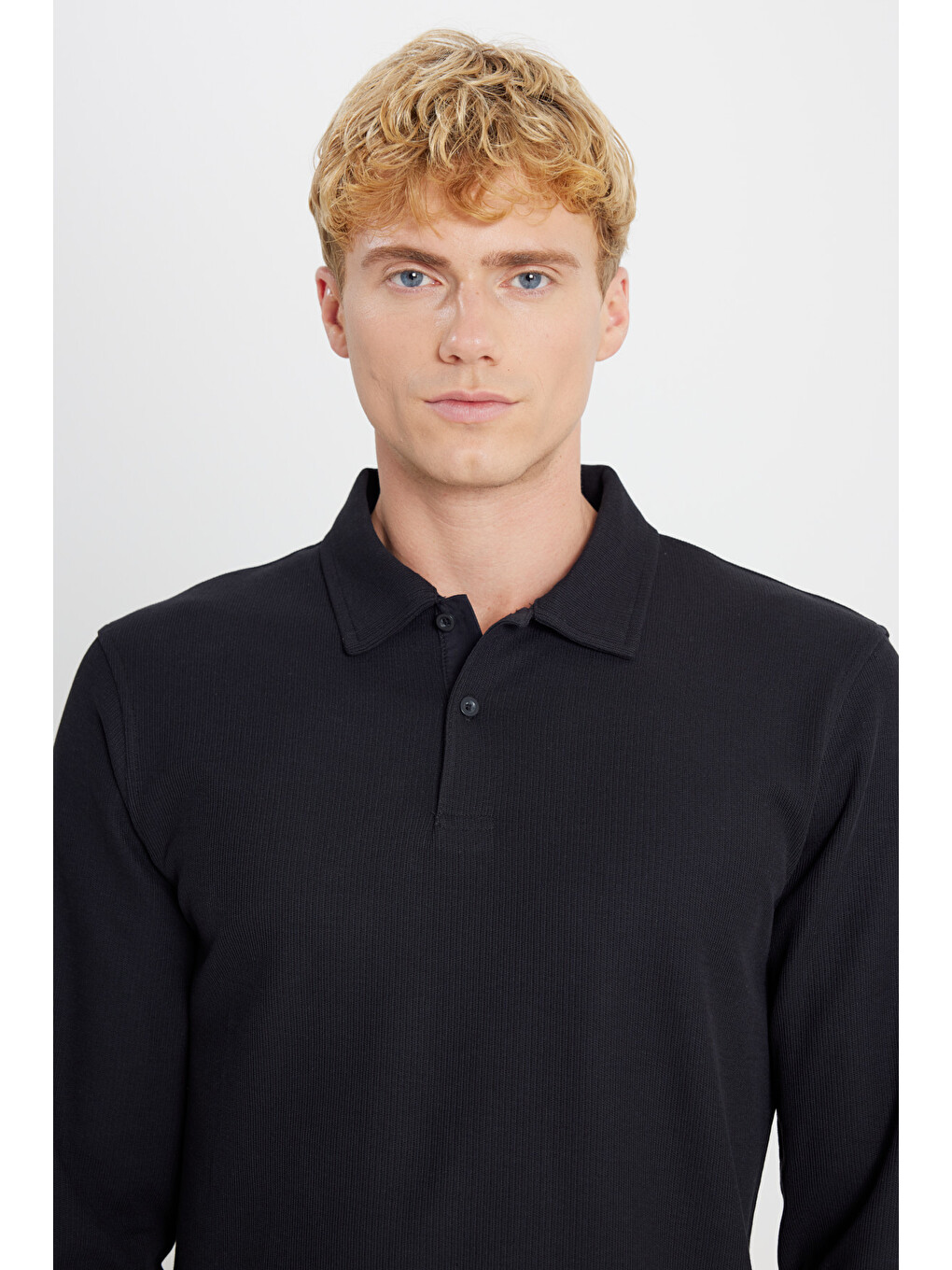 Erkek Siyah %100 Pamuk Slim Fit Dar Kesim Polo Yaka Jakarlı Tişört-3