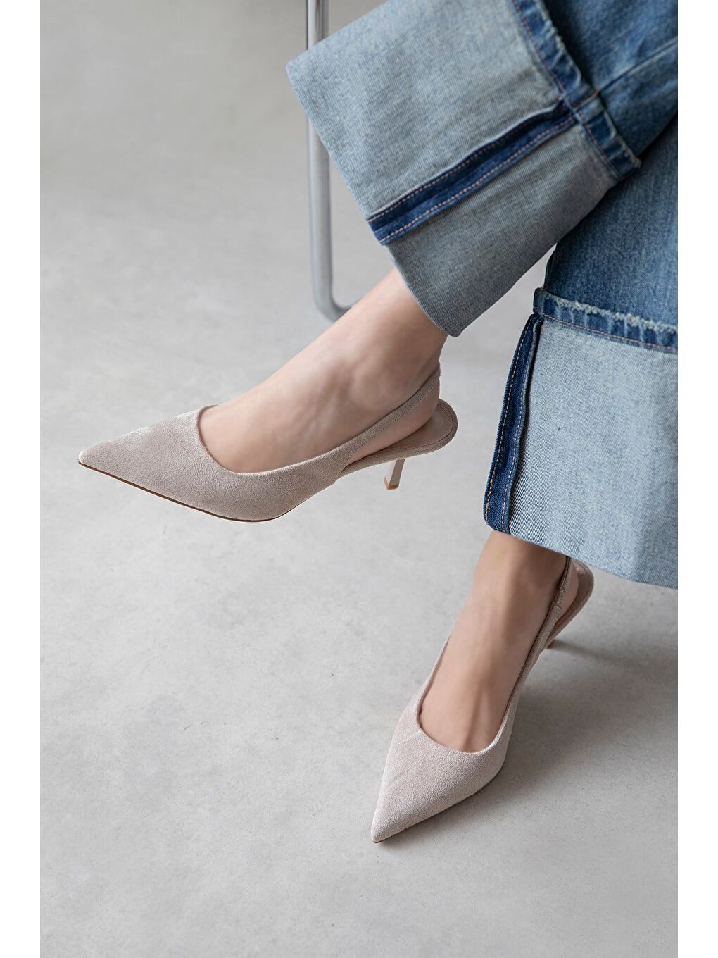 Raye Kadın Topuklu Süet Ayakkabı Bej-1