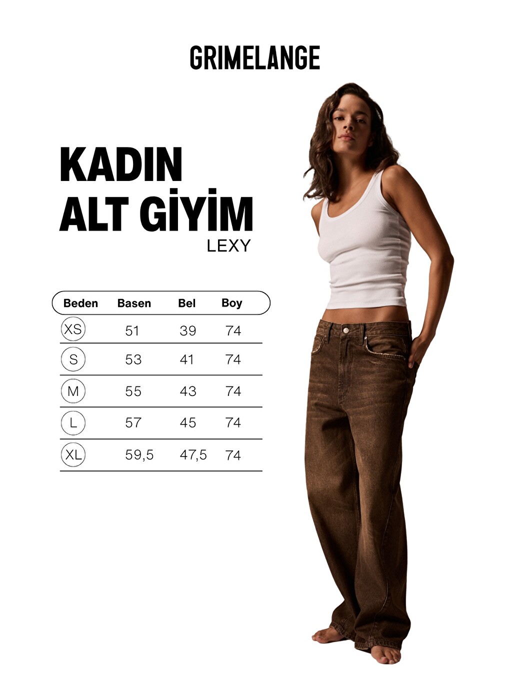 Lexy Kadın Standart Bel Baggy Balon Jean Kahverengi Pantolon-6