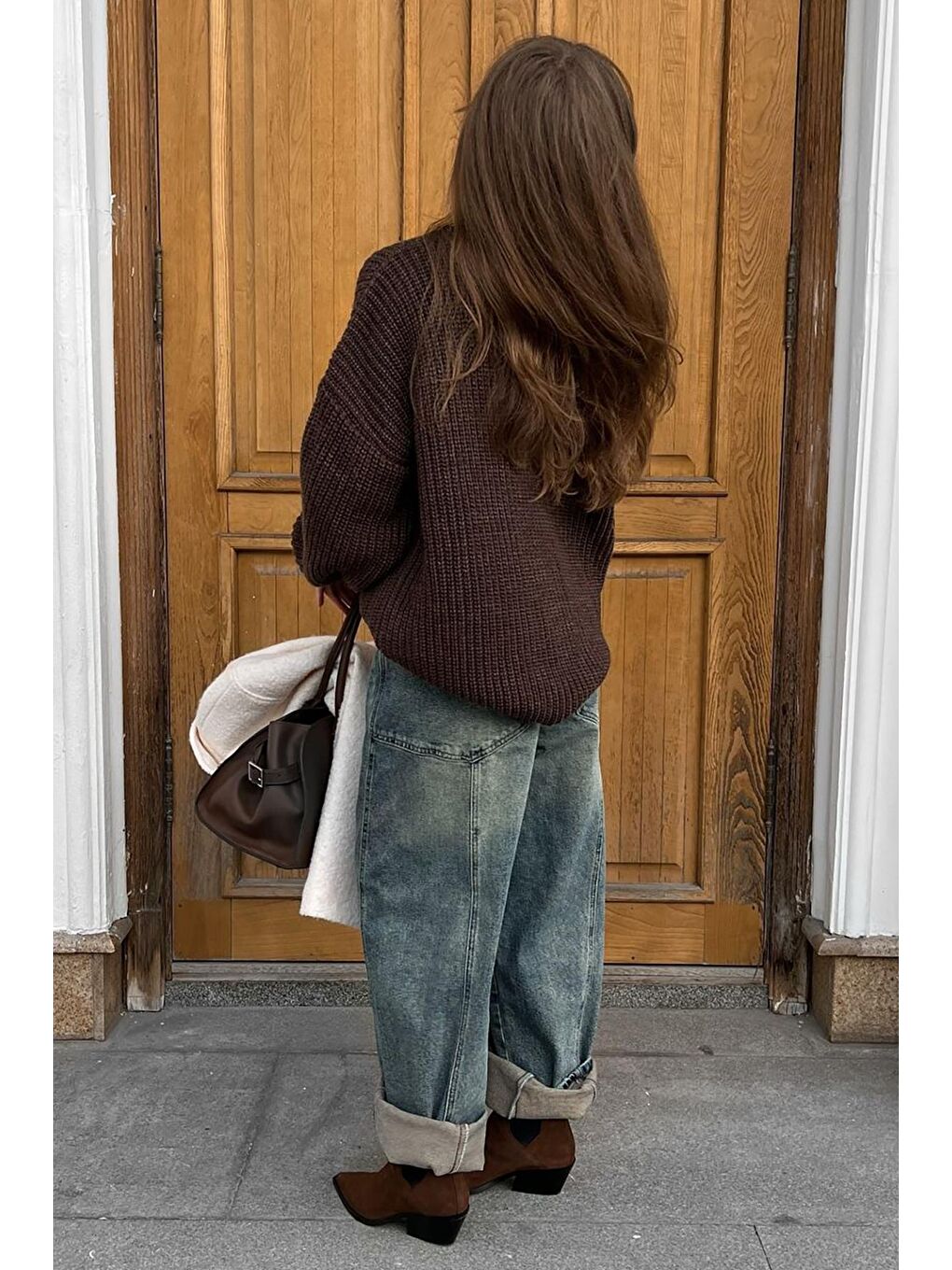 Kahverengi Basic Triko Kazak Mg1304-4