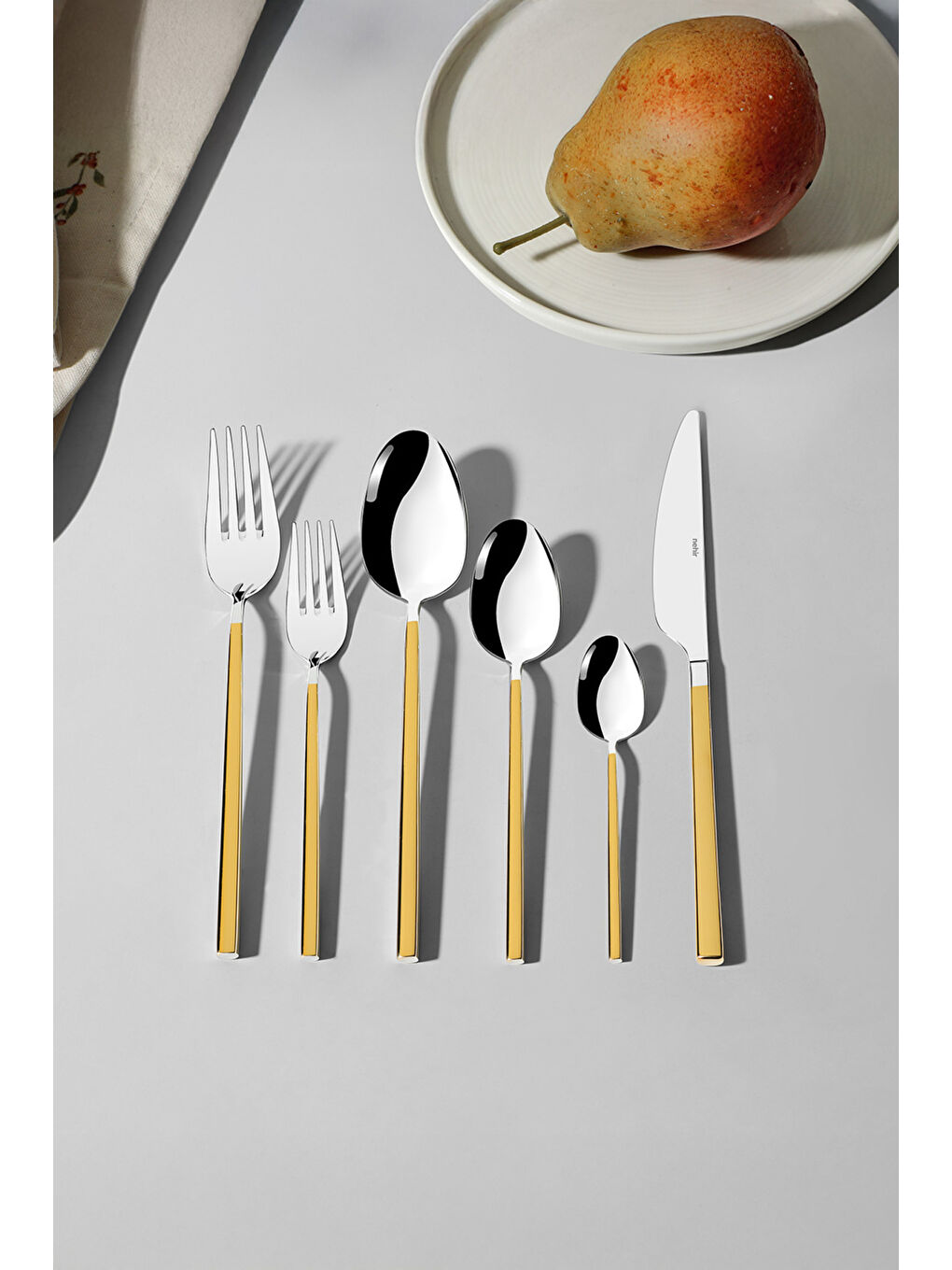 Sarı Gloria Altın Sade 6 Kişilik 36 Parça Kutulu Çatal Kaşık Bıçak Takımı-4