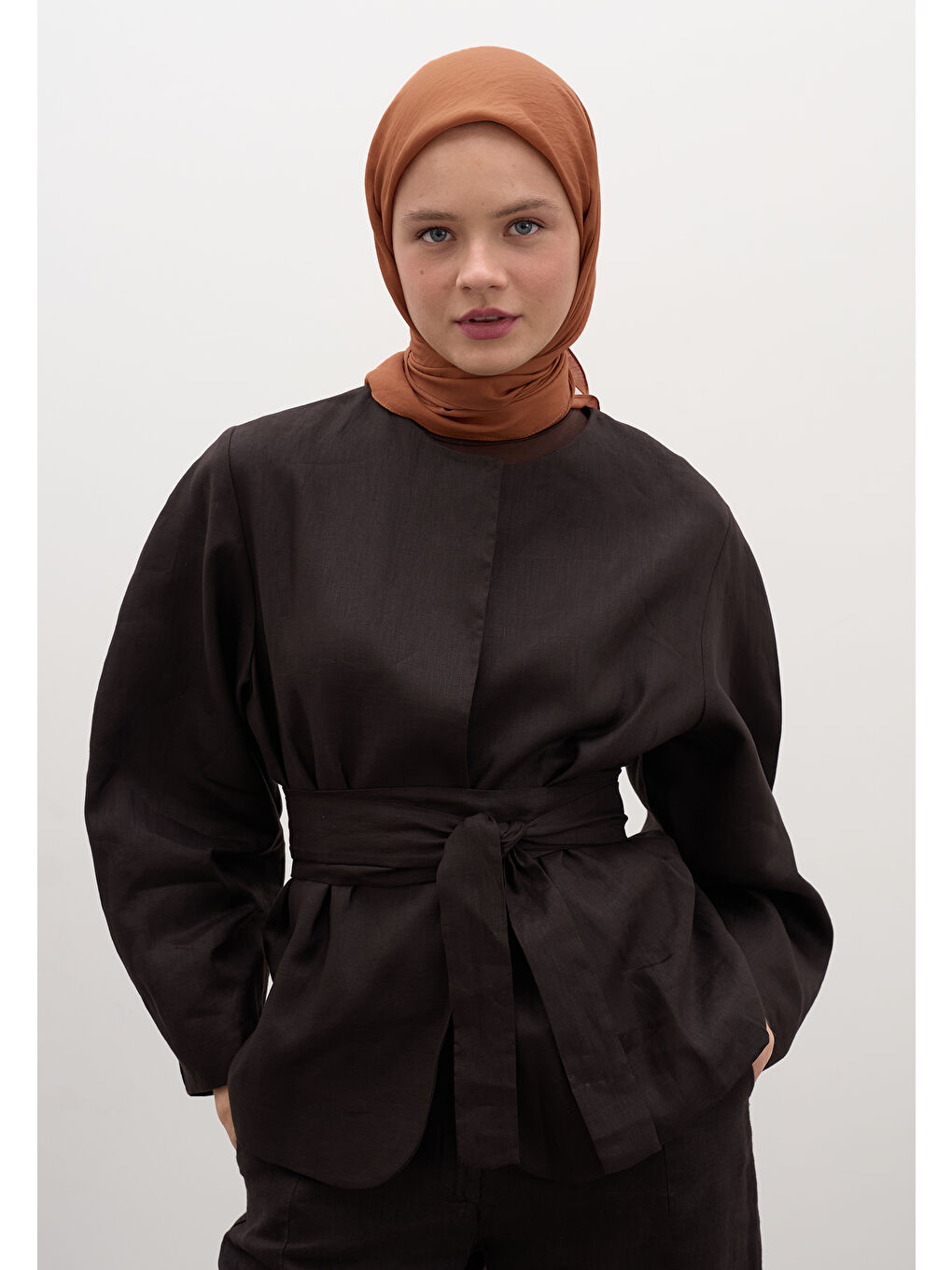 Kahverengi Pamuk Viskon Eşarp Kiremit