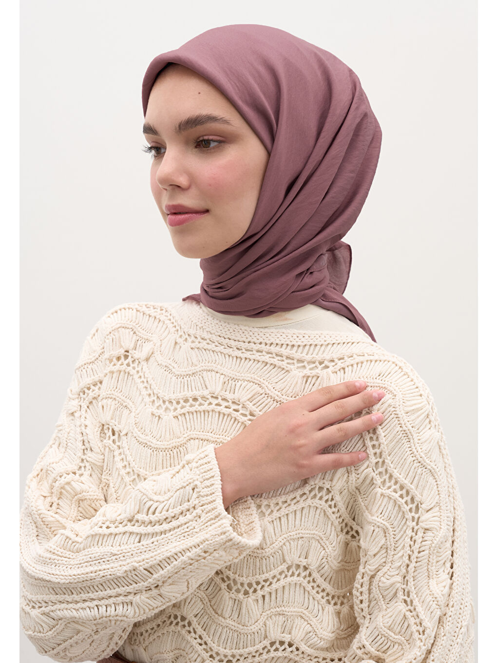 Pembe Pamuk Viskon Eşarp Gülkurusu-2