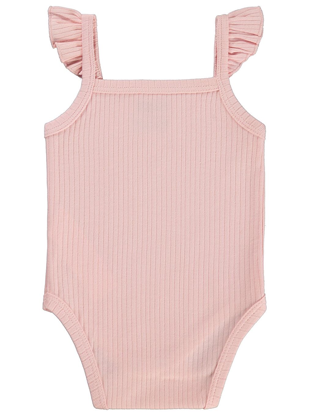 Askılı Fırfırlı 0-18 Ay Çıtçıtlı Badi - Pembe-2