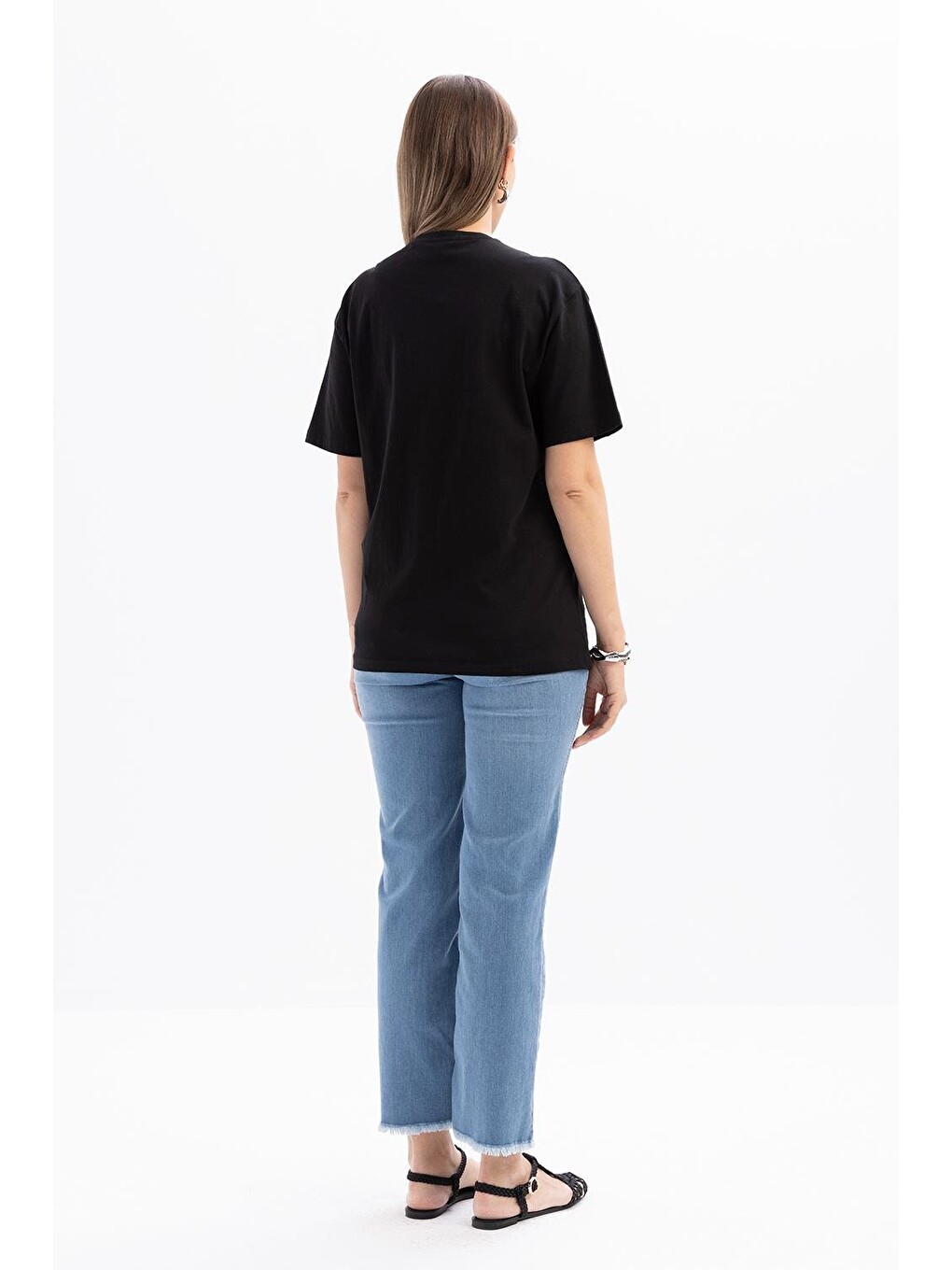 Siyah-kısa Kollu Nakış Detaylı Süprem Tshirt-3