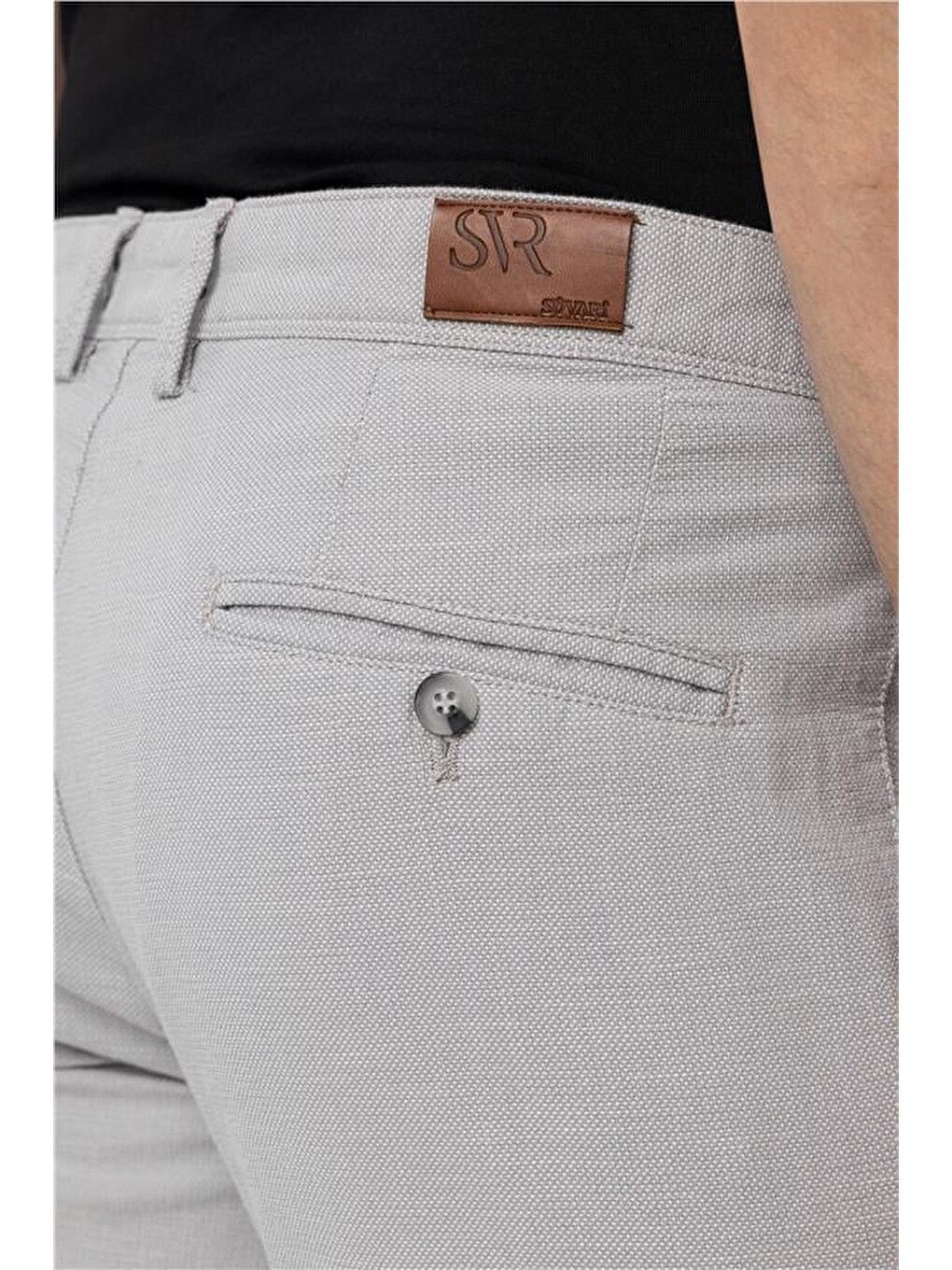 Gri Slim Armürlü Pantolon-4