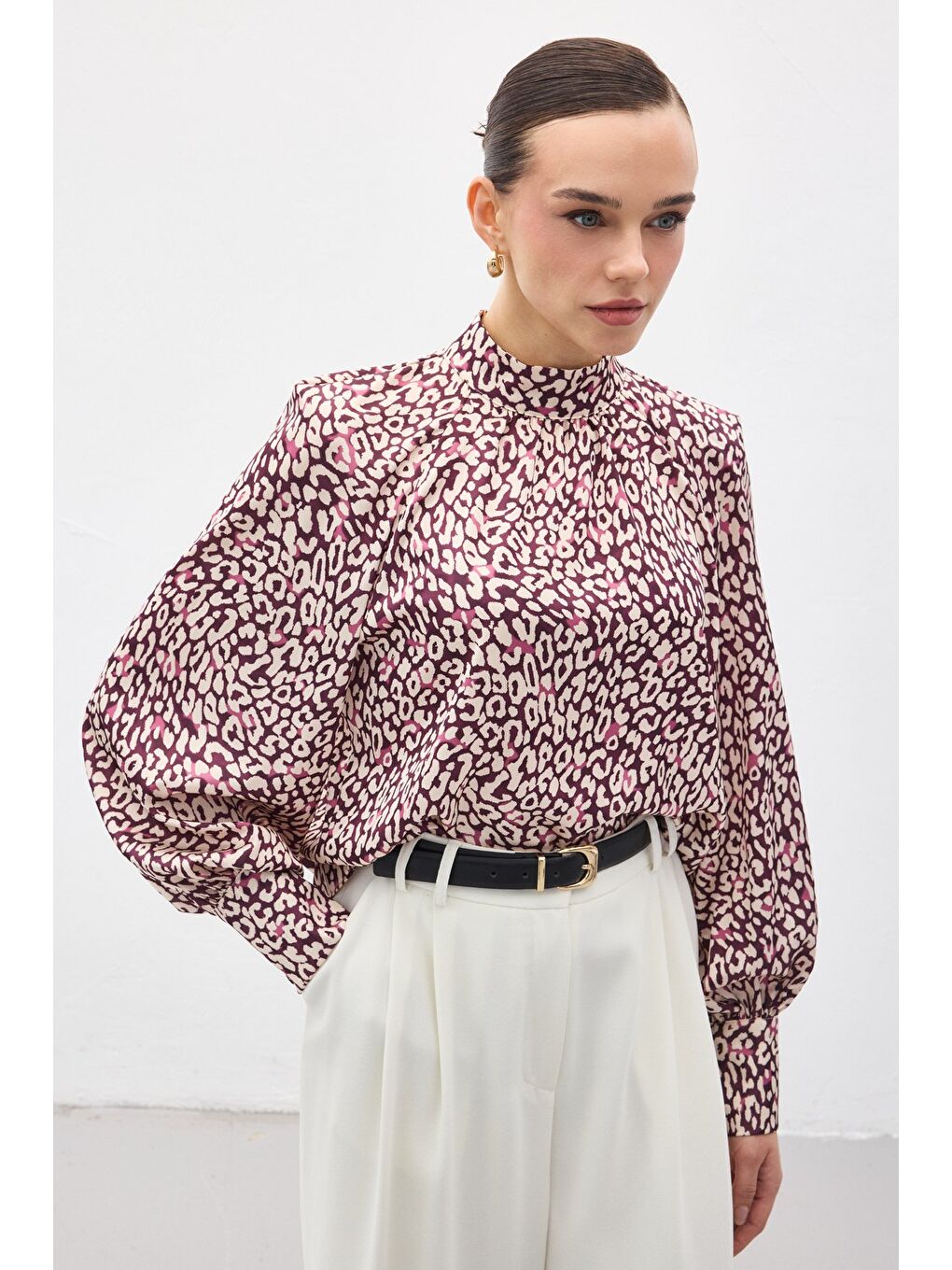 Desenli Bluz - Mürdüm