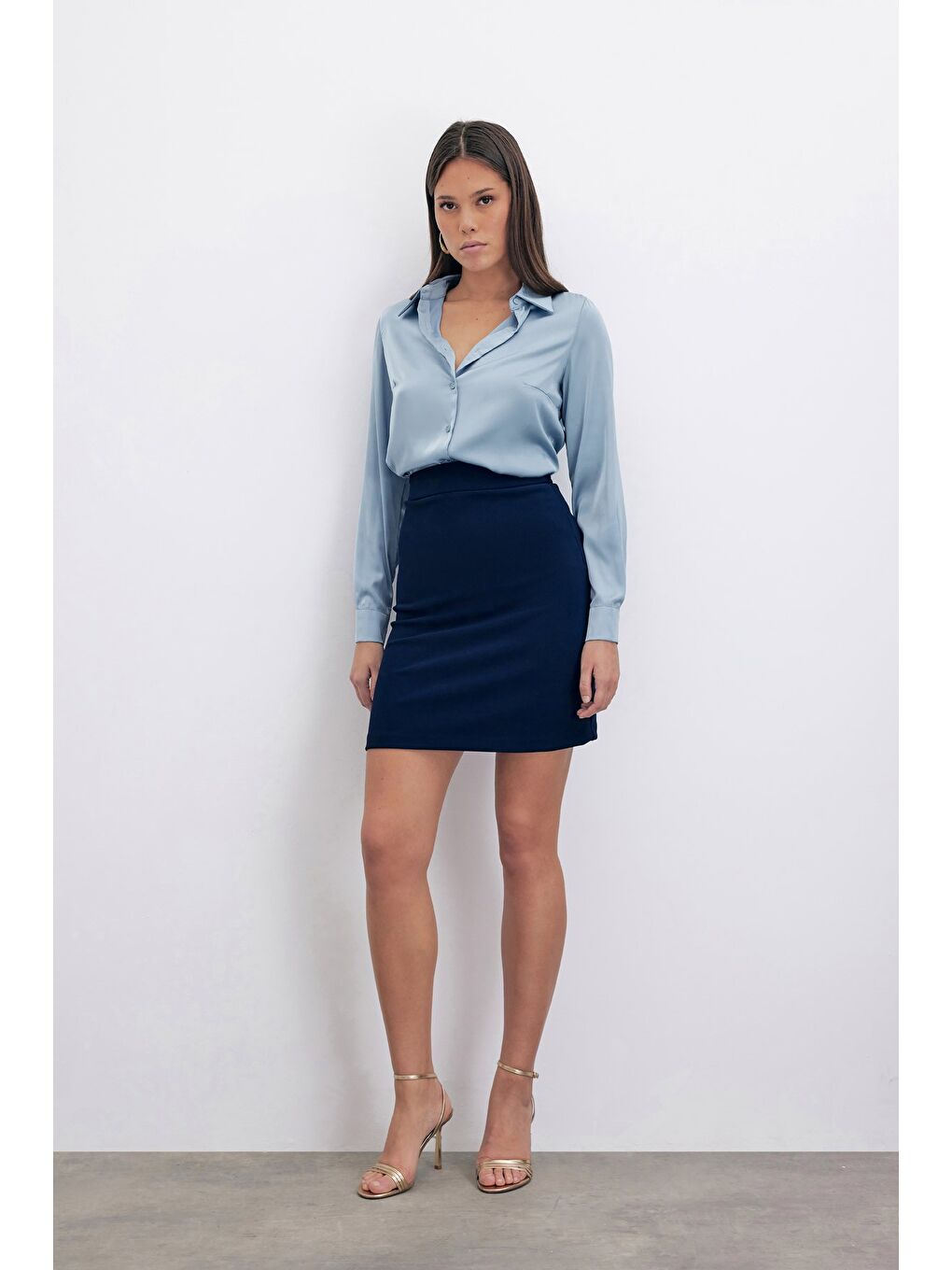 Düz Kısa Etek - Lacivert