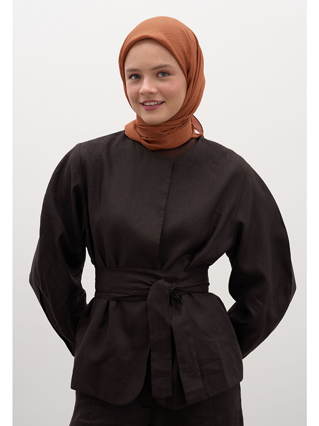 Kahverengi Pamuk Viskon Eşarp Kiremit-1