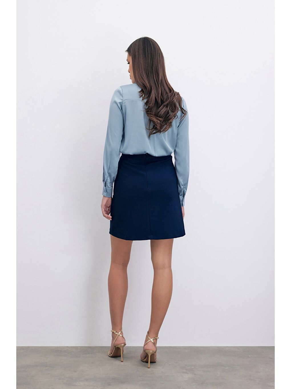 Düz Kısa Etek - Lacivert-5