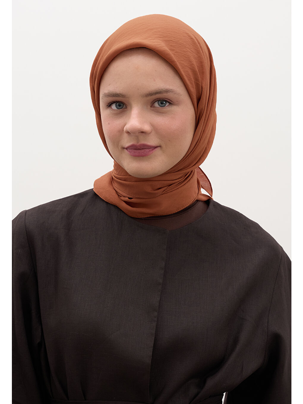 Kahverengi Pamuk Viskon Eşarp Kiremit-2