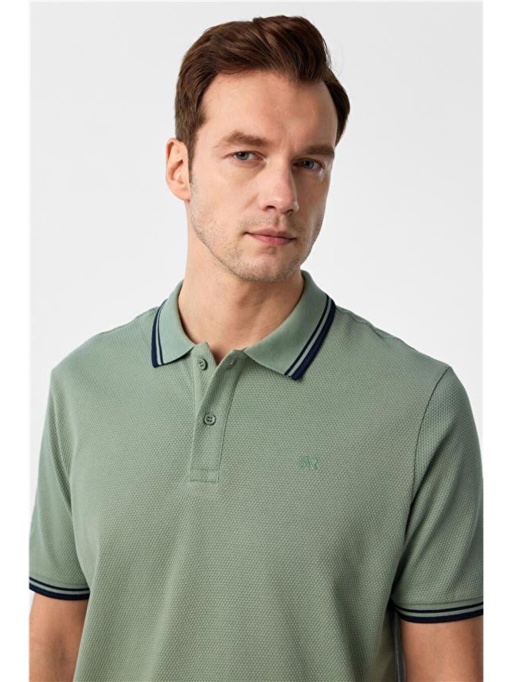 Koyu Yeşil Regular Armürlü Polo Yaka Tişört-1
