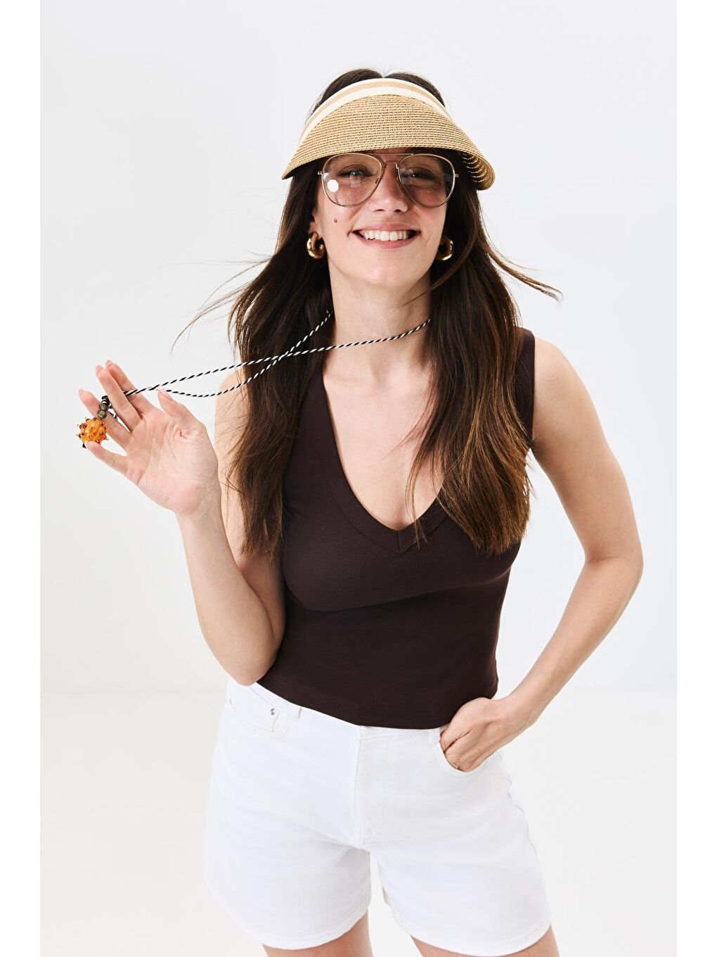 Bej Vizor Plaj Şapkası Y25730-36 Vizon-1