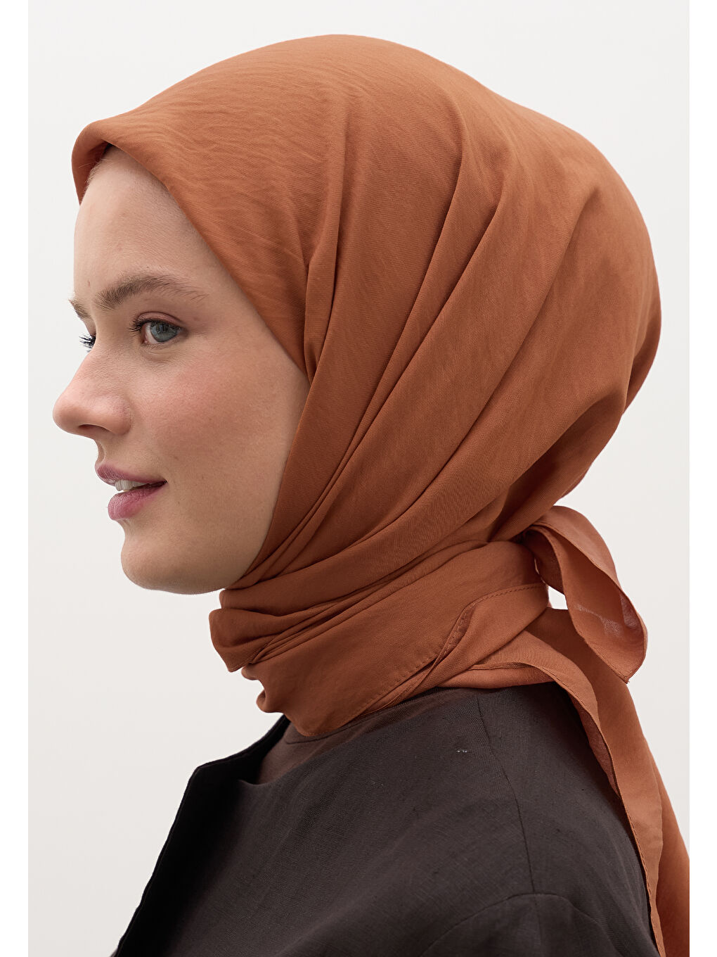 Kahverengi Pamuk Viskon Eşarp Kiremit-3