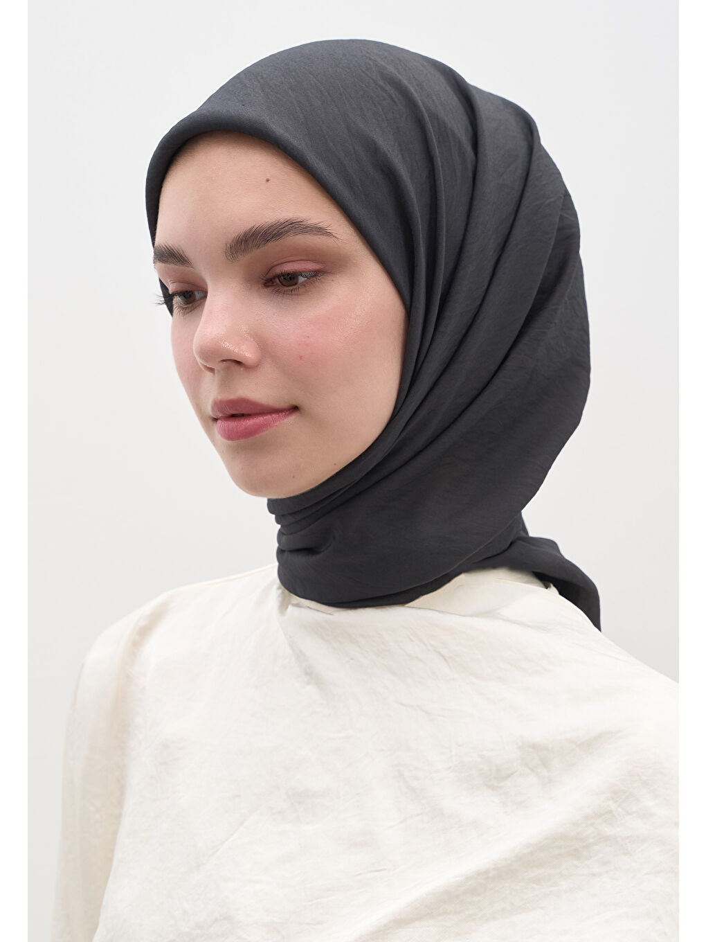 Pamuk Viskon Eşarp Antrasit-3