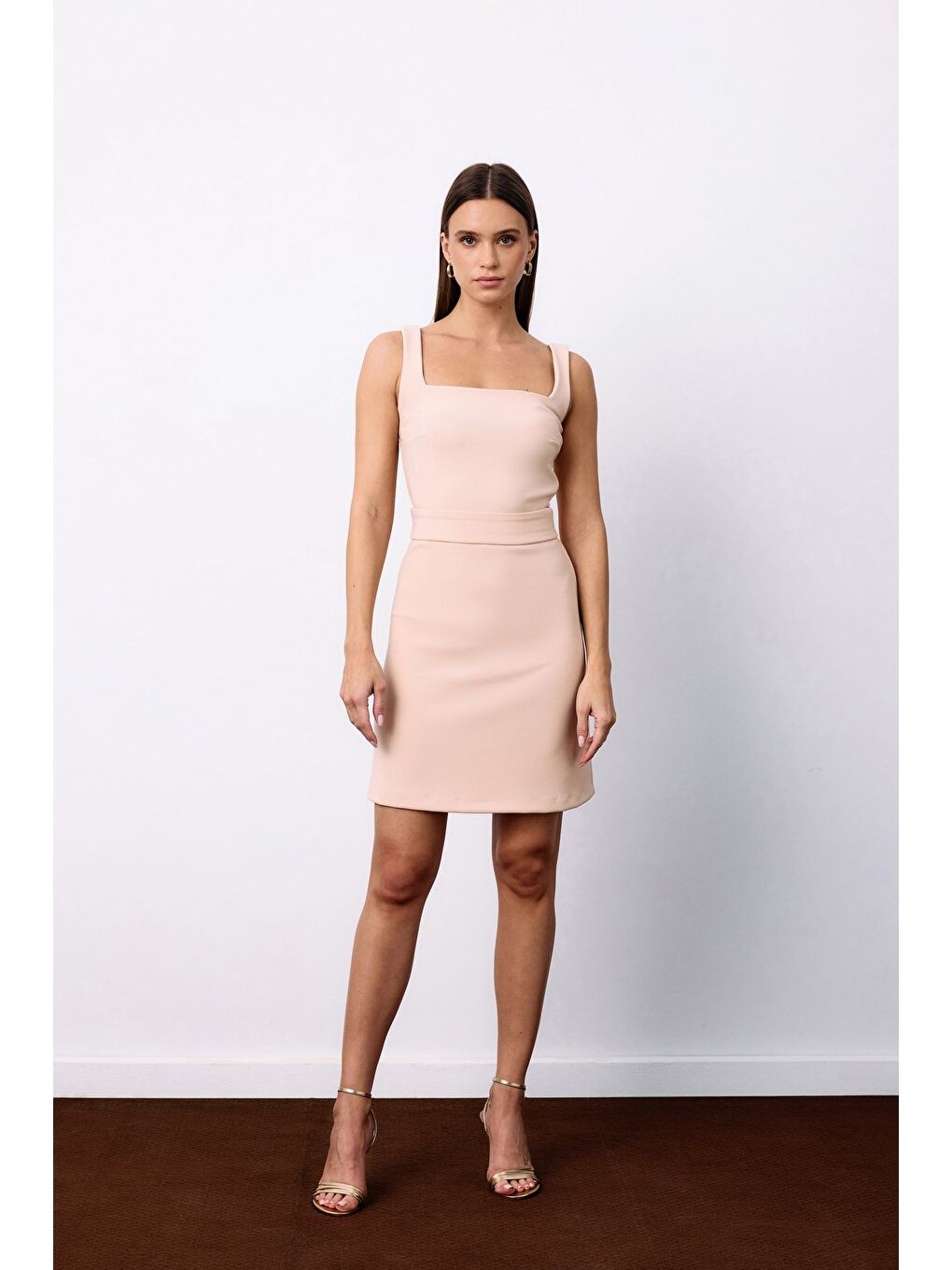 Düz Kısa Etek - Bej