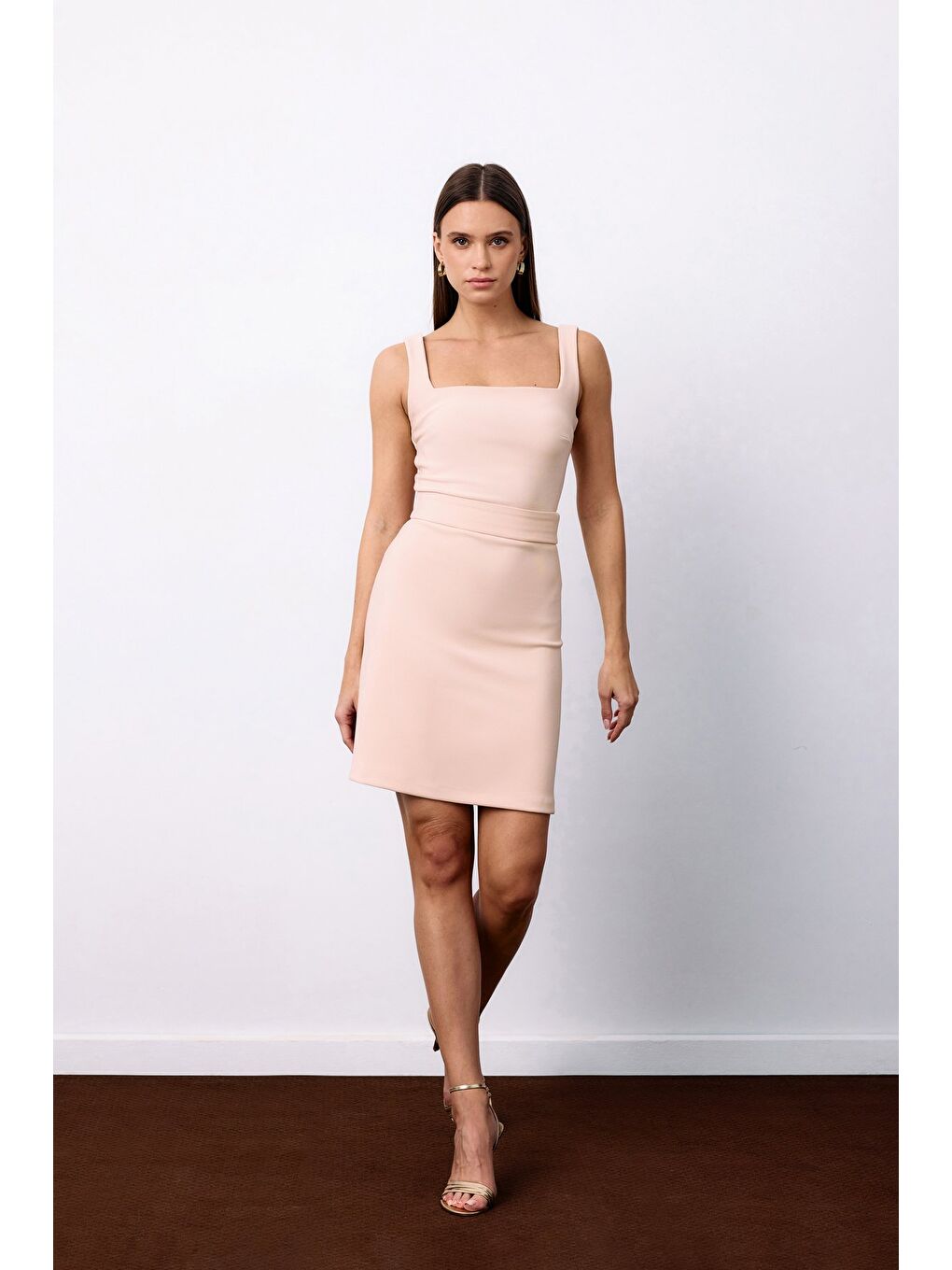 Düz Kısa Etek - Bej-1