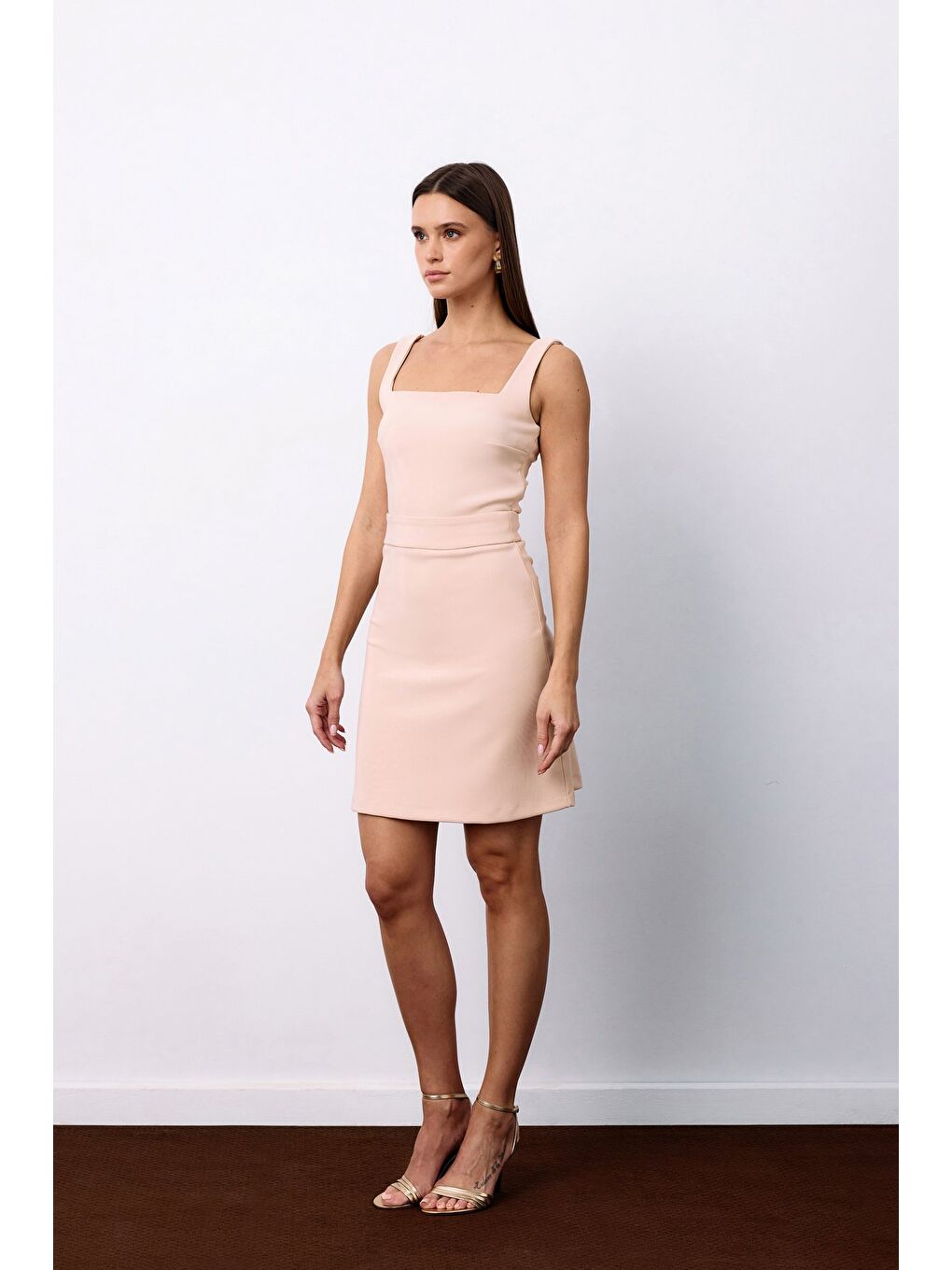 Düz Kısa Etek - Bej-3