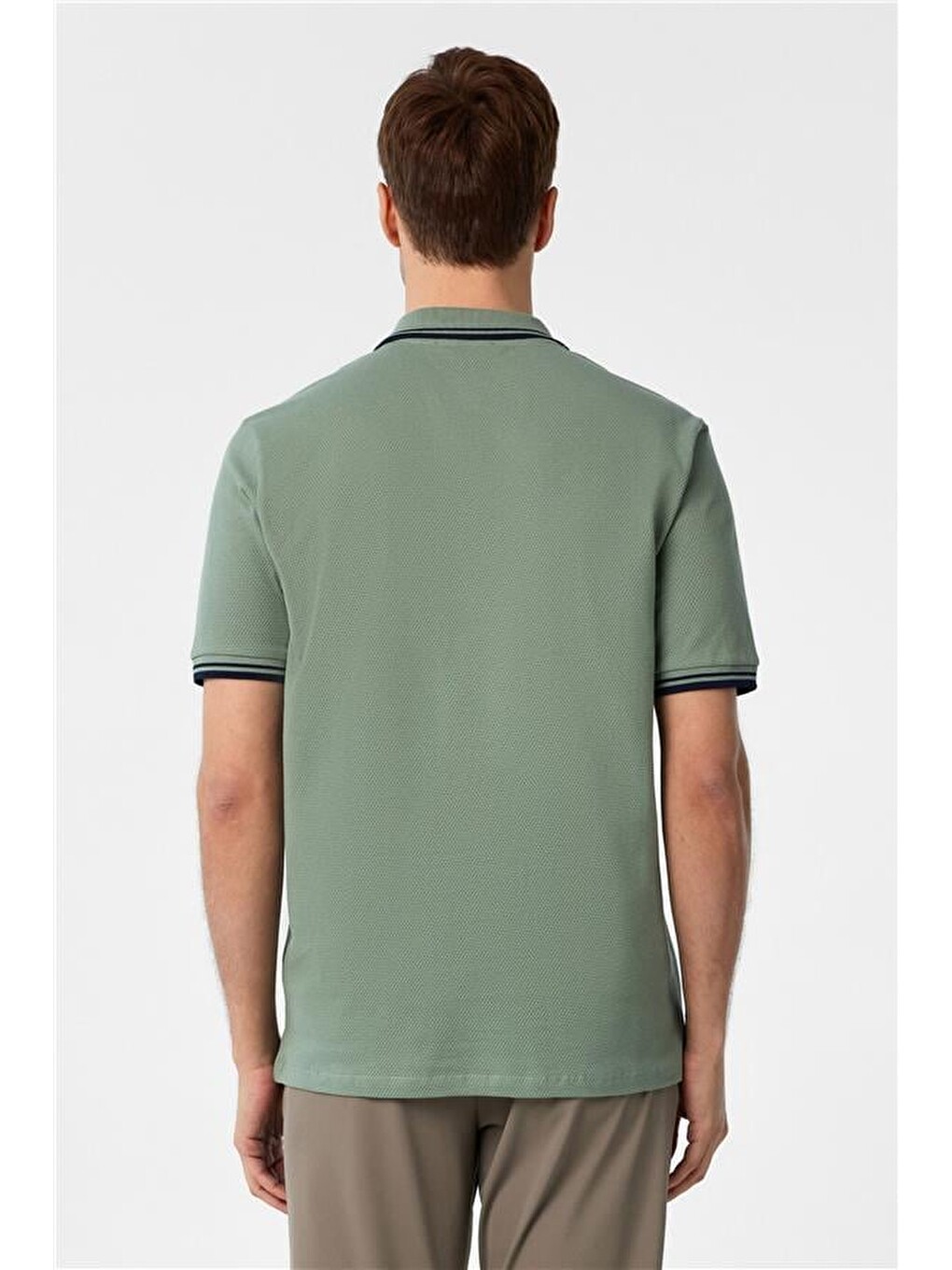 Koyu Yeşil Regular Armürlü Polo Yaka Tişört-3