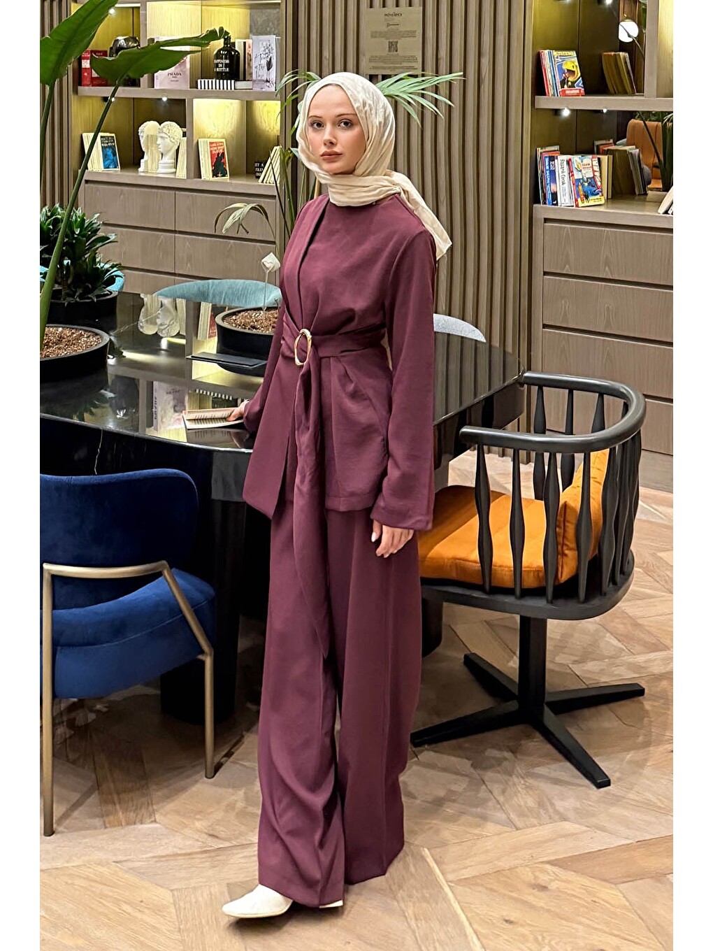 Toka Detaylı Takım Mürdüm-1