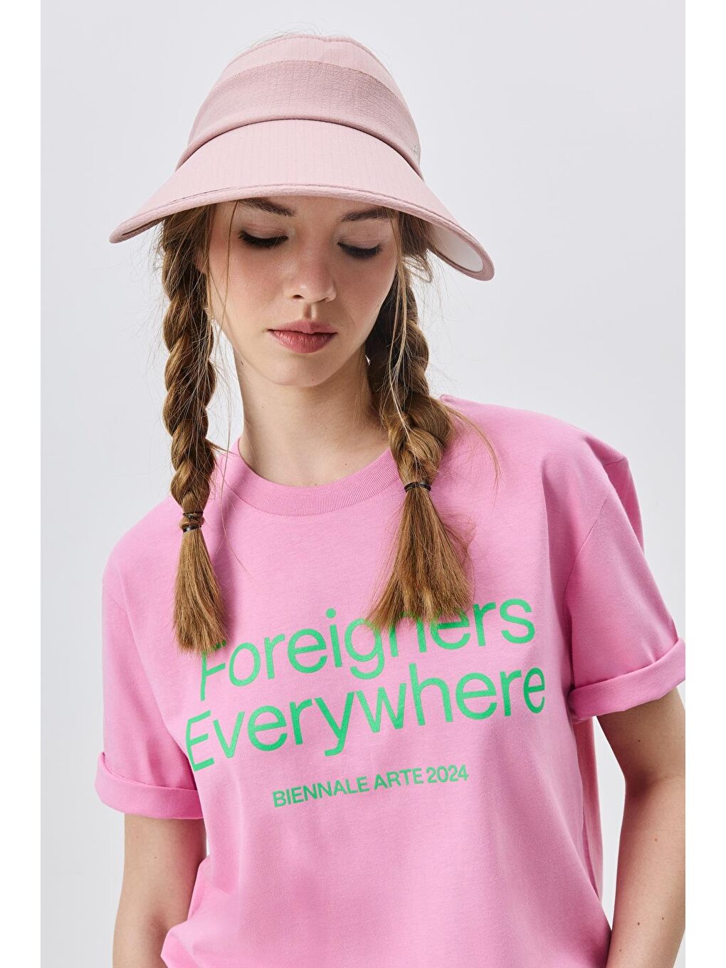 Pembe Vizor Plaj Şapkası Y25730-34 Pudra-1