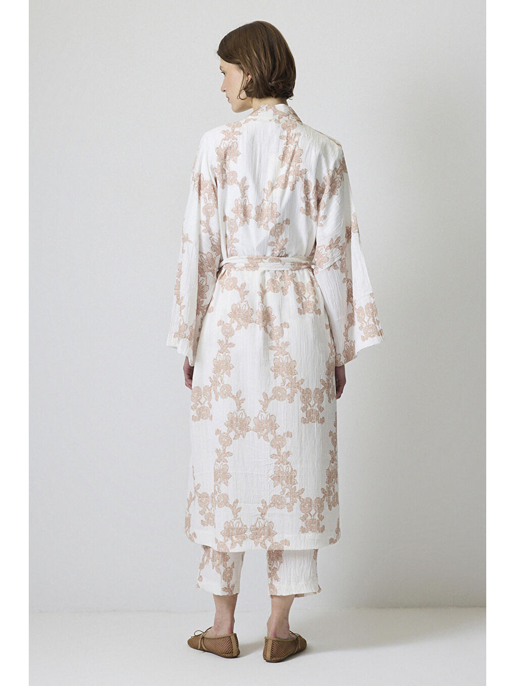 Siyah Desenli Kimono Pantolon Takım-1