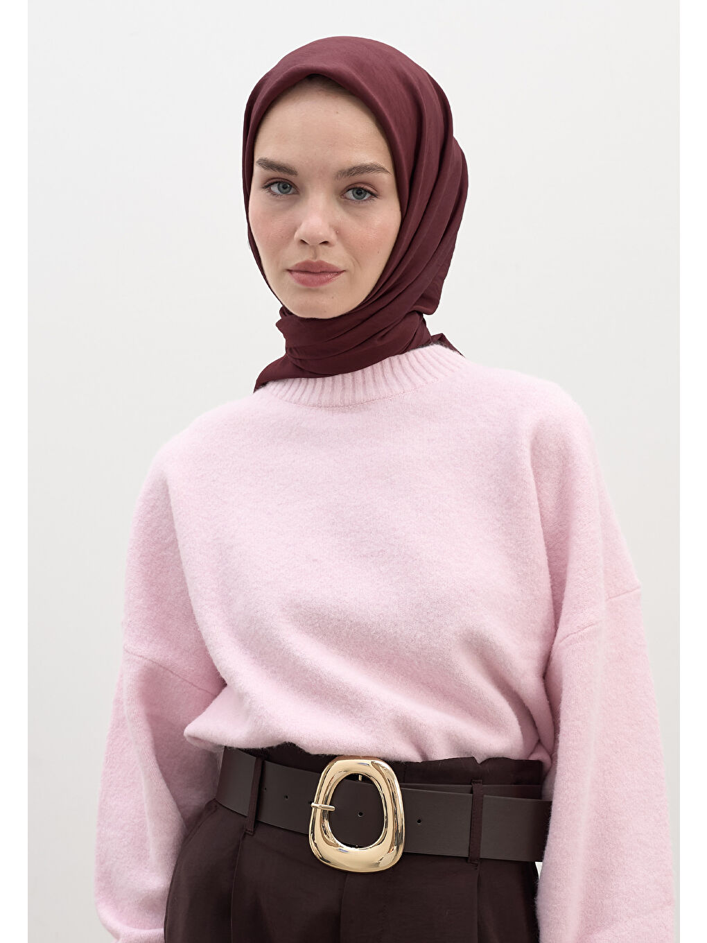 Pamuk Viskon Eşarp Koyu Bordo-2