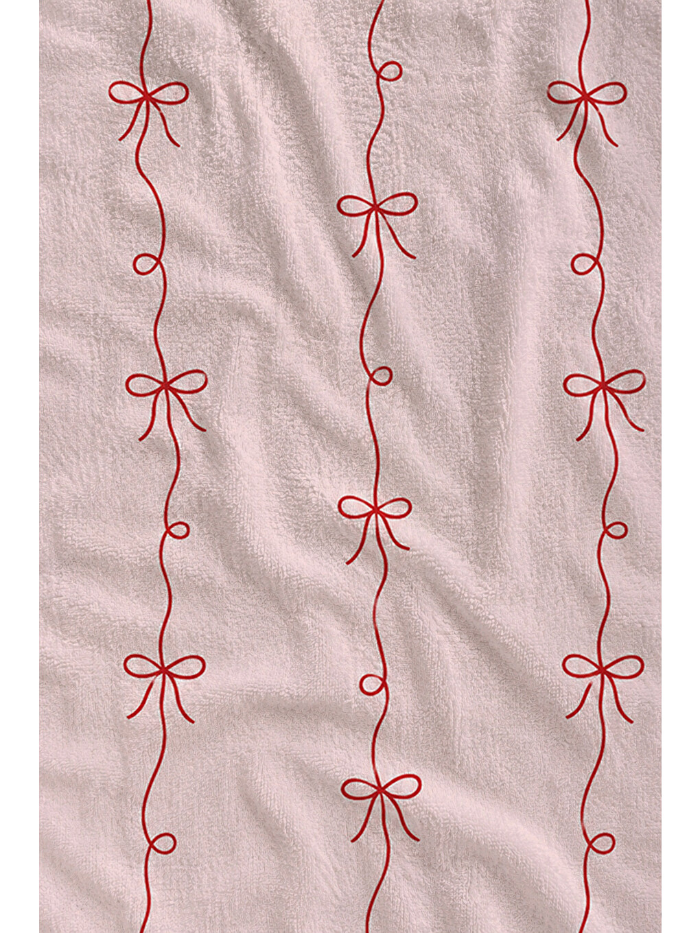 Romantik Pembe Mini Kurdele Çizgili Desenli 70x150 Plaj Havlusu - Dijital Baskılı Banyo Havlusu-2