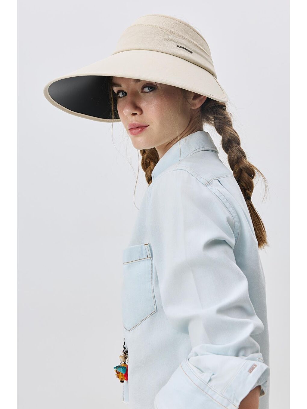 Ekru Vizor Plaj Şapkası Y25730-32 Krem-1