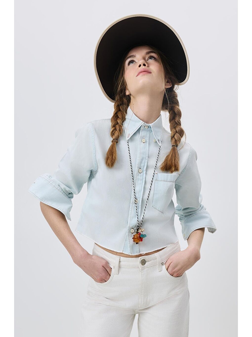 Ekru Vizor Plaj Şapkası Y25730-32 Krem-2