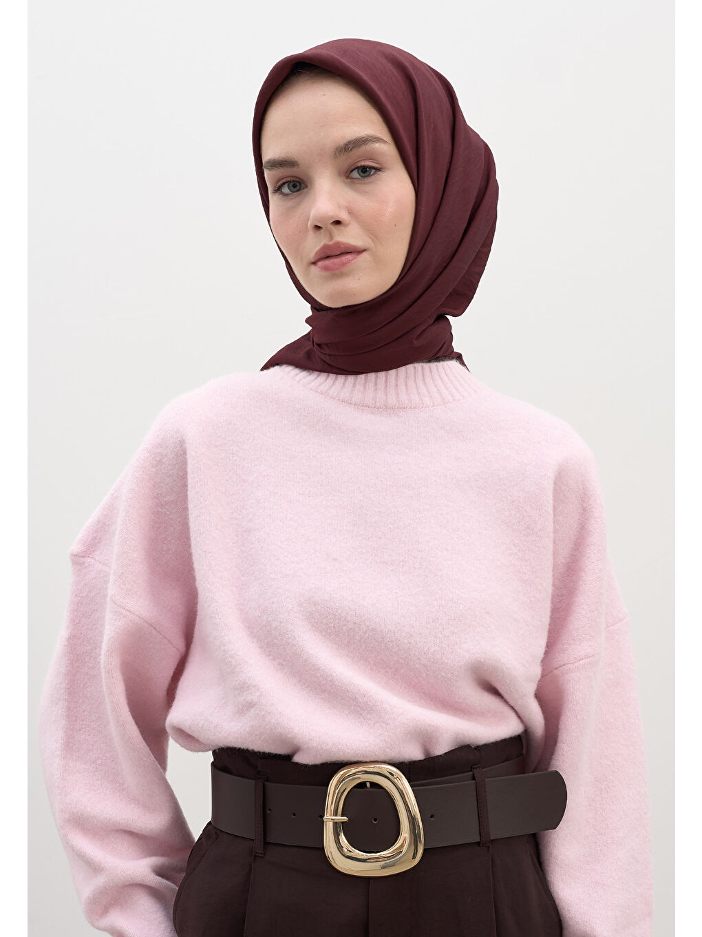 Pamuk Viskon Eşarp Koyu Bordo-3