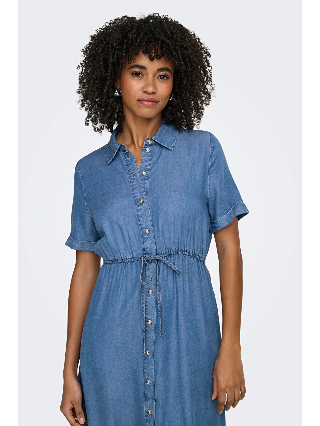 Mavi Onlcharis Regular Fit Bağlama Detaylı Midi Jean Elbise 15363971-1