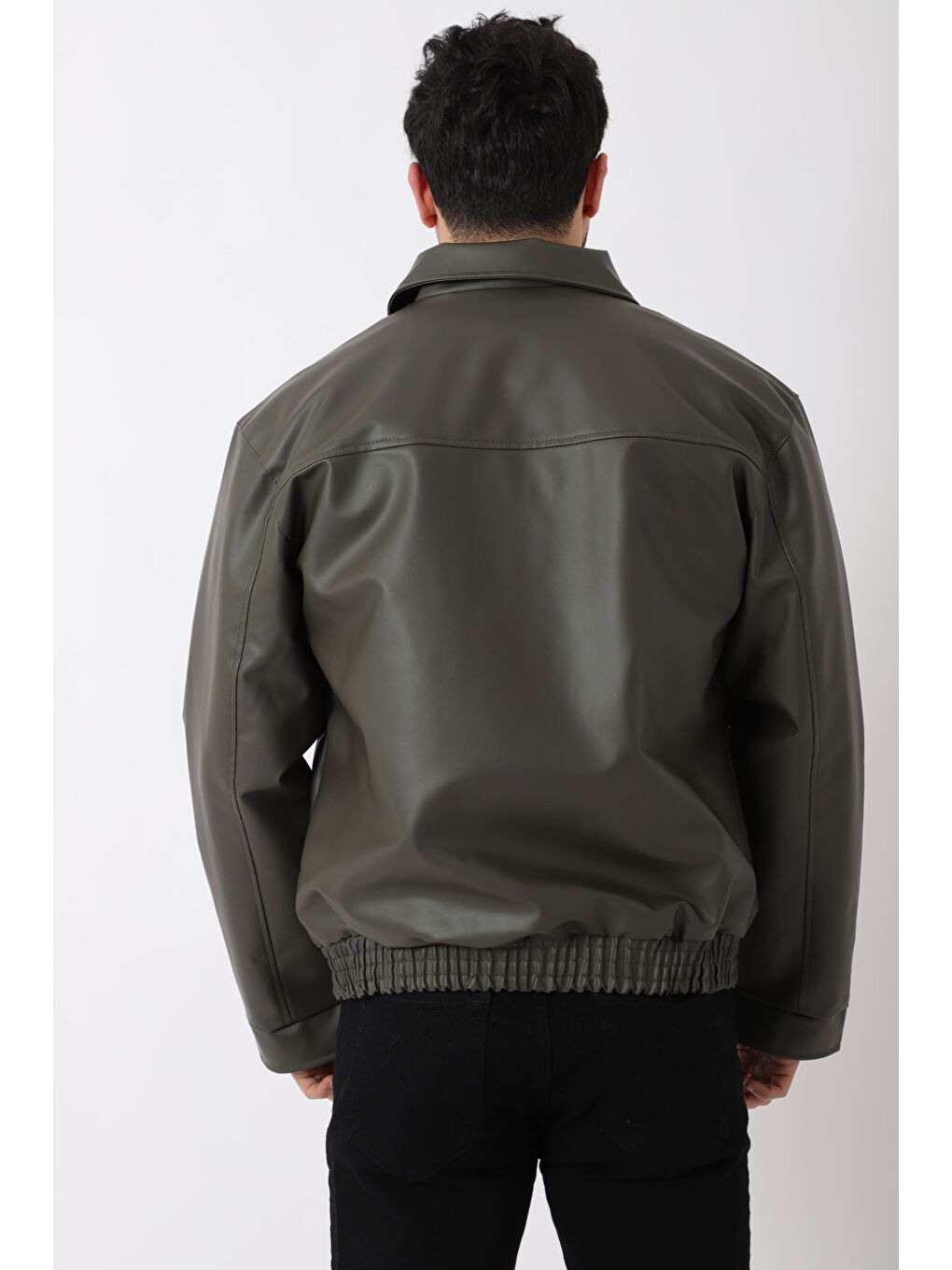 Haki Bel Lastikli Kapaklı  Suni Deri Mont PLDP 2998_50447-6