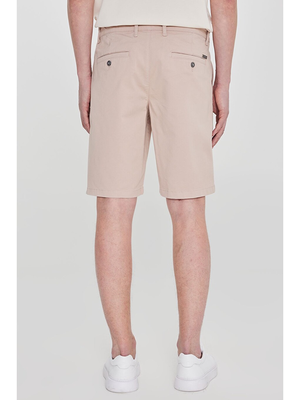 Erkek Pembe Pamuklu Slim Fit Dar Kesim Yan Cepli Esnek Şort-4