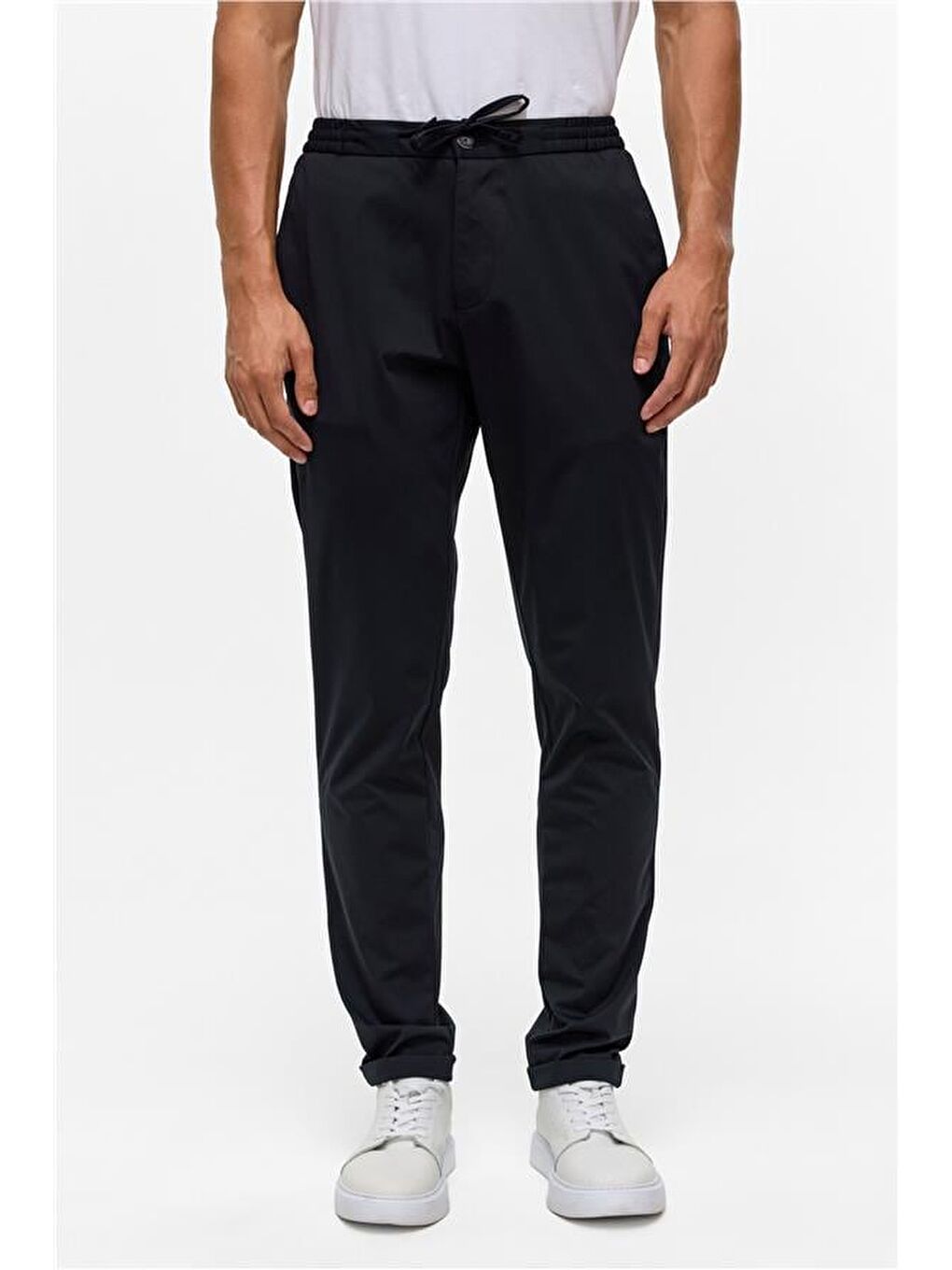 Lacivert Slim Armürlü Jogger Pantolon-1