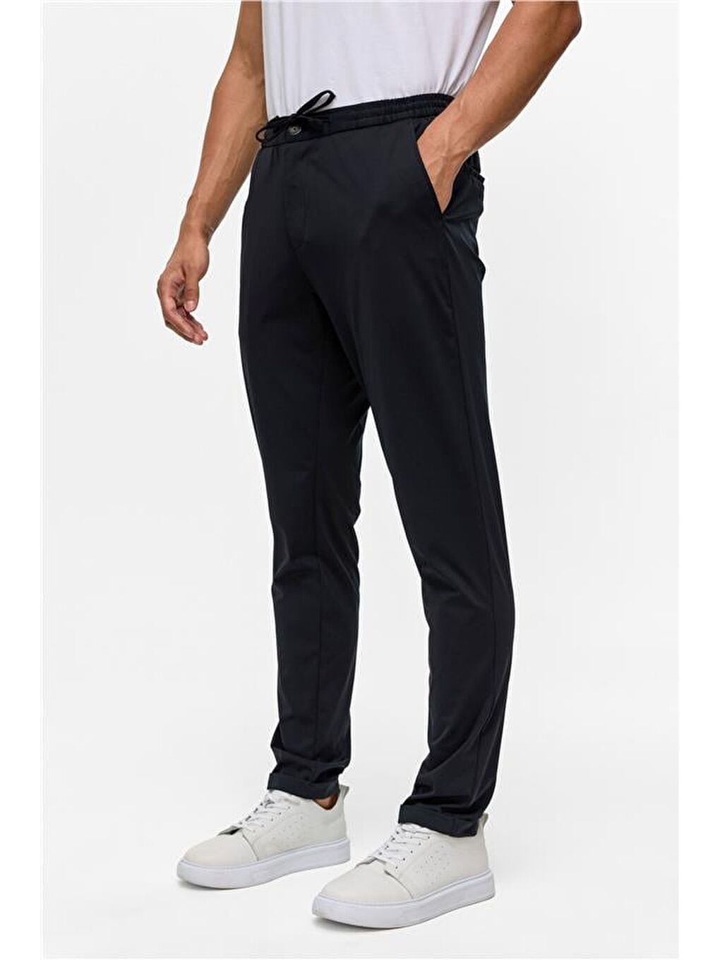 Lacivert Slim Armürlü Jogger Pantolon-2