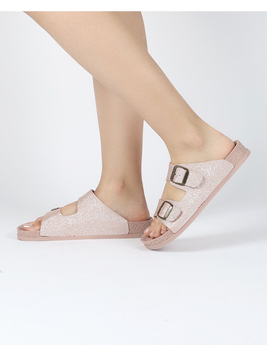 Pembe Kadın Yazlık Çift Tokalı Terlik - QUINN-3