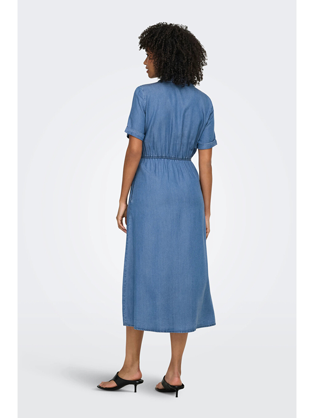 Mavi Onlcharis Regular Fit Bağlama Detaylı Midi Jean Elbise 15363971-3