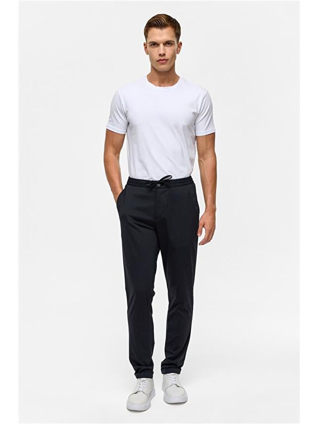 Lacivert Slim Armürlü Jogger Pantolon-6