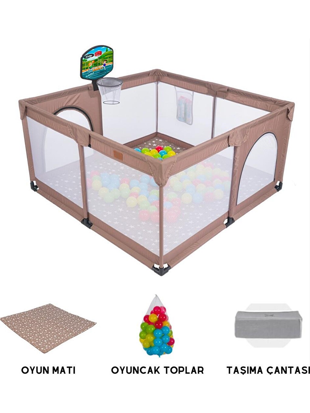 Güvenli Bebek Ve Çocuk Oyun Alanı Oyun Parkı 120x120 Oyun Matı Topları Yatak