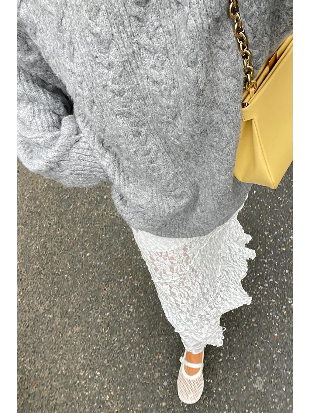 Gri Bisiklet Yaka Oversize Triko Kazak Mg2009-4