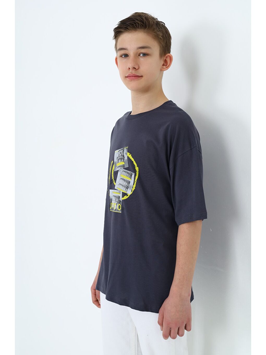 Gri Erkek Çocuk Baskılı Tişört-2