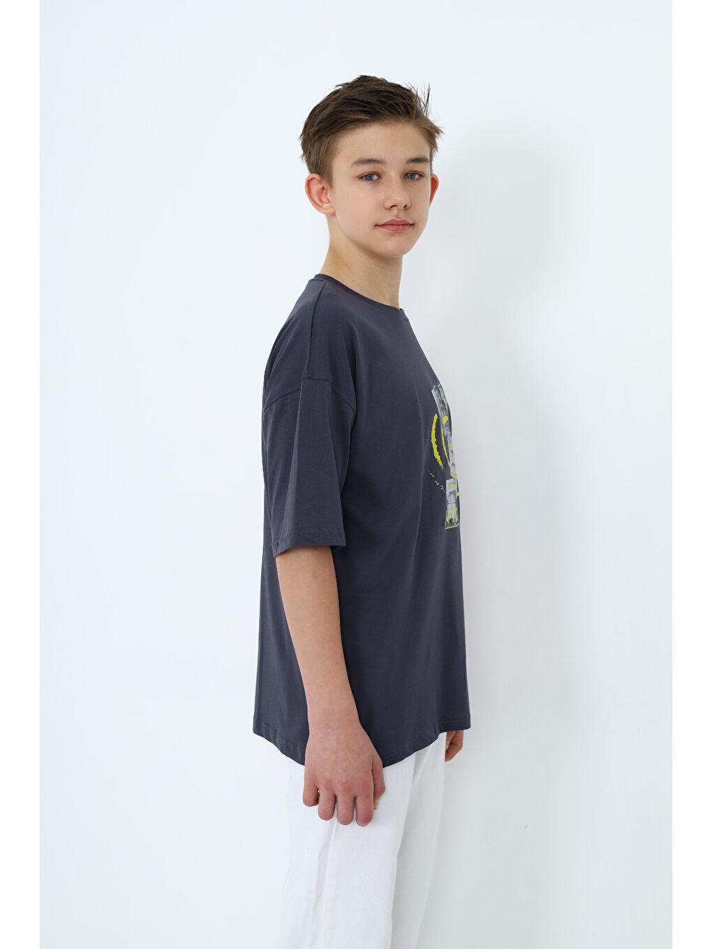 Gri Erkek Çocuk Baskılı Tişört-3